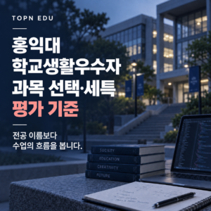 2027 홍익대 학교생활우수자전형 과목 선택과 세특 평가 기준