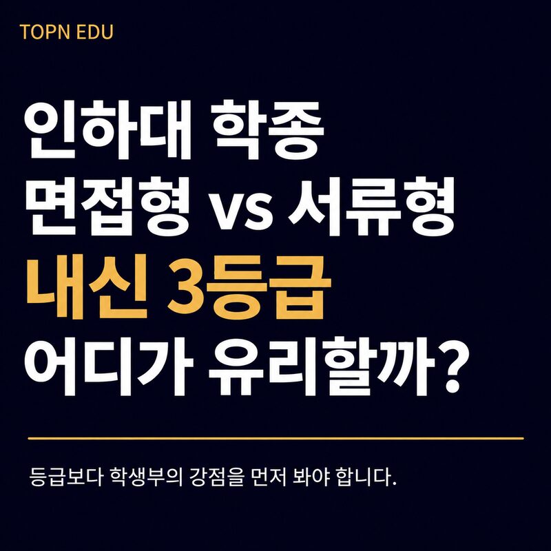2027 인하대 학생부종합 면접형과 서류형 지원 기준 비교